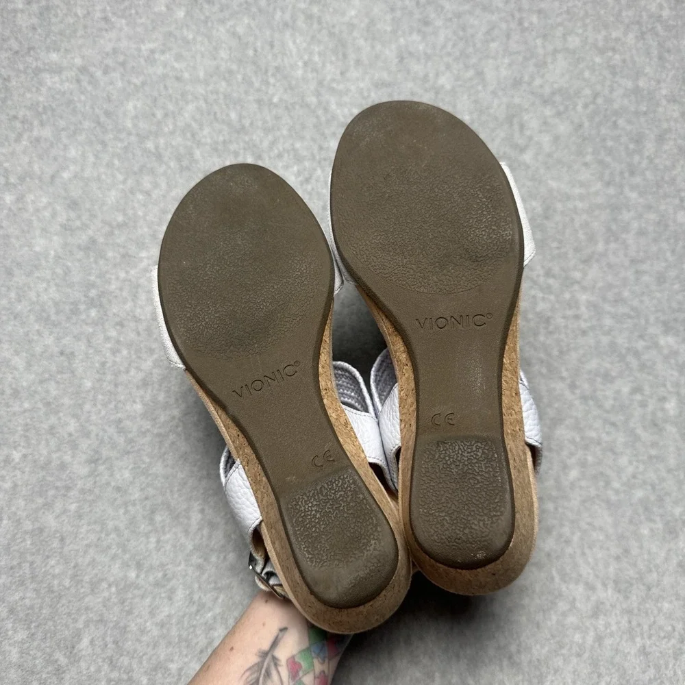 Vionic Kaytie‎ Wedge Suede Sandal Blue Haze Woman's Size 8.5